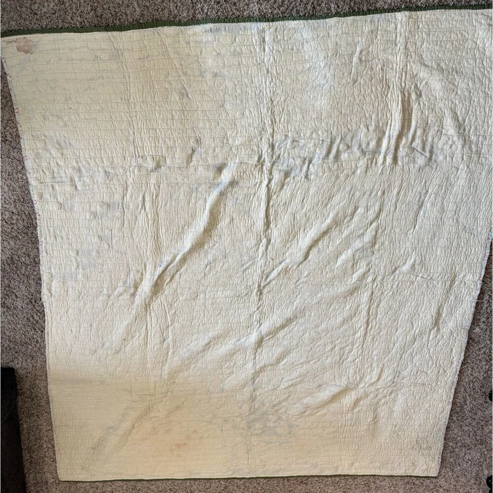 Vtg Hand Quilted Calico Quilt Paisley Floral Strip Patchwork Cottagecore 67x74